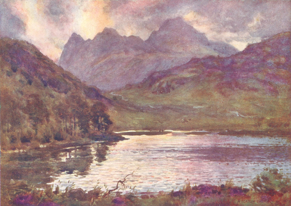 CUMBRIA. Lake district. Blea Tarn and Langdale pikes 1908 old antique print